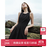 范思藍(lán)恩夏季腰精裙氣質(zhì)收腰無袖背心連衣裙女夏季新款海邊度假顯瘦裙 黑色-無袖 L