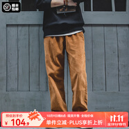 馬登工裝美式復(fù)古垂感燈芯絨長(zhǎng)褲子男秋冬新款直筒修身顯瘦男士休閑褲 琥珀色 M 120-140斤