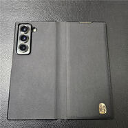三星（SAMSUNG）【品質(zhì)原裝】適用三星w25心系天下手機殼zfold6新款折疊中軸鉸鏈 金標【黑色】連體翻蓋商務(wù)皮套 三星Galaxy_Z_Fold5