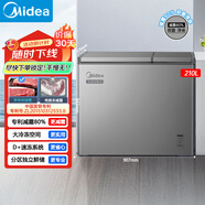美的（Midea）雙溫雙箱家用冰柜 大冷凍小冷藏兩用臥式冷柜小型冰箱節(jié)能低音 BCD-210DKEM(E)【鈦鋼灰】 210升