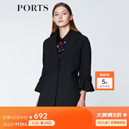 PORTS寶姿  新品商場同款毛呢大衣女優(yōu)雅喇叭袖翻領(lǐng)中長大衣 黑色 S (4)