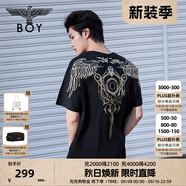 BOY LONDON【暗黑羅盤】夏情侶款短袖權(quán)杖印花炸街潮牌T恤N01906 N0103902 M