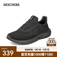 斯凱奇（Skechers）夏季男鞋新款輕便一腳蹬透氣網面休閑運動跑步鞋百搭慢跑鞋210281 全黑色/210281-BBK 41.5