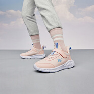 361°兒童運動(dòng)鞋男童跑鞋秋冬密網(wǎng)輕便魔術(shù)貼女童皮革加絨保暖運動(dòng)鞋 【皮革】玫瑰水粉色/黛粉色 35