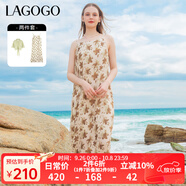 LAGOGO茶歇法式A字吊帶裙女拉谷谷夏季新款文藝風(fēng)印花仙氣兩件套 混色(Y0) S