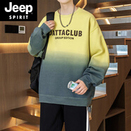 JEEP SPIRIT吉普春秋季衛(wèi)衣男孩初高中學(xué)生長袖t恤青少年帥氣男裝打底衫上衣 3650黃色(單件衛(wèi)衣) M 80-100斤左右