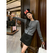 pusumede黑色毛呢半身裙褲女秋冬高腰顯瘦防走光百搭氣質(zhì)西裝短裙 黑色 S