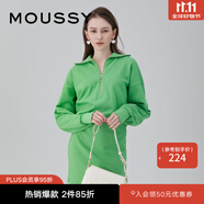 moussy 女裝新款拉鏈半開領(lǐng)松緊腰針織連衣裙女010GSK80-0910 031淺綠色 M 00002
