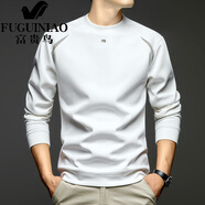 富貴鳥(niǎo)（FUGUINIAO）圓領(lǐng)衛衣男士秋季新款刺繡套頭打底衫潮流寬松休閑長(cháng)袖t恤男 白色 L