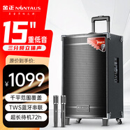金正（NINTAUS）15吋廣場舞音響 戶外便攜式藍牙音響 大音量大功率拉桿音箱k歌專業(yè)設備可移動帶雙咪 N12-22