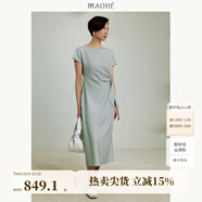 茂禾腰間扭結(jié)氣質(zhì)連衣裙女夏季新款顯瘦連身裙24MH62146 豆青 XL