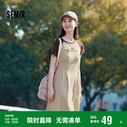 森馬連衣裙女收腰插肩袖夏季字母印花收腰針織短裙101324114040