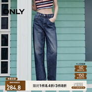 ONLY2024秋冬新款休閑百搭設計感高腰直筒褲牛仔褲女|124132040 J35 復古牛仔390 S (160) S褲長減短