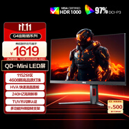 AOC 27英寸2K240Hz 1152分區(qū)QD-MiniLED HVA Black HDR1000 快速液晶1ms游戲電競(jìng)顯示器 逐光Q27G4ZMN