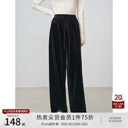 自巧小個子赫本風(fēng)絲絨休閑褲2024秋冬新款小黑裙高腰顯瘦半身裙 謐黑色褲子 XS (2碼)