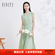 菲妮迪（FINITY）【商場(chǎng)同款】夏季淑女風(fēng)V領(lǐng)純色顯瘦透氣親膚中長(zhǎng)款半身裙 綠色 M