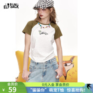 妖精的口袋【騙騙你】治愈萌寵22色短袖t恤女2025年夏季彩色多巴胺寬松上衣 彈簧小狗米白色 建議拍大一碼 M