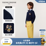 Teenie Weenie Kids小熊童裝25年新款男女童學(xué)院風(fēng)圓領(lǐng)純棉衛(wèi)衣 藏青色 130 cm