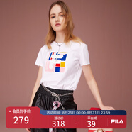 FILA斐樂(lè )官方女裝短袖T恤女夏季舒適經(jīng)典針織短袖小熊t上衣潮流時(shí)尚 標準白-F11W118151F L （170/88A/L）