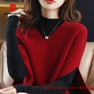 皮爾卡丹（pierre cardin）品牌高檔輕奢2025年秋季v領(lǐng)針織馬甲女百搭蝙蝠袖羊毛衫寬松坎肩 品牌高端新品-酒紅色 M (建議95-110斤)