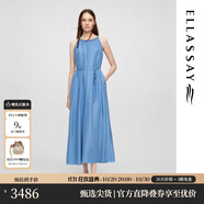 歌力思（ELLASSAY）2025夏季新款100%桑蠶絲簡(jiǎn)單清爽露肩優(yōu)雅連衣裙女EWE361Y11700 冰雪藍(lán) XS