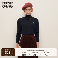 Teenie Weenie小熊女裝冬裝簡(jiǎn)約綿羊毛雙層休閑時(shí)尚高領(lǐng)毛衣打底衫 藏青色 M 165