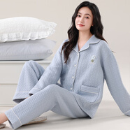 優(yōu)婷菲（YOUTINGFEI）睡衣女秋冬季純棉加厚空氣棉夾層保暖家居服女士長袖套裝可外穿 DM-33325 M (155-160cm 85-105斤)