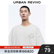 UR【明星同款】2025夏季新款男裝休閑立體圖案短袖T恤UMM450044 本白 M