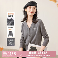 歐莎（OSA）復古學院風海軍領(lǐng)針織開衫女2025年春季新款短款外套薄上衣 灰色 M