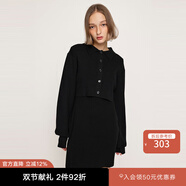 moussy&sly新品簡約歐美風(fēng)兩件套短款針織連衣裙030HSM73-0210 黑色020 M 00002/M