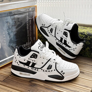 歐邁捷復古氣墊涂鴉球鞋2025新款休閑男鞋ins情侶款百搭運動(dòng)鞋子男潮鞋 白黑/男女款 35