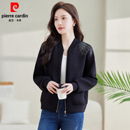 皮爾卡丹時尚刺繡太空棉外套女春秋2025新款小個子寬松夾克上衣短款棒球服 圖片色 2XL