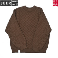 JEEP SPIRIT重磅麻花織醇厚日系文藝復(fù)古懷舊色粗針毛衣休閑寬松咔嘰長袖衫男 5027咖色 M 建議(100-120)