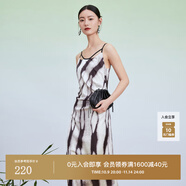 迪賽尼斯（DESIGNICE）夏季新款花色時尚歐美性感扎染吊帶度假風(fēng)連衣裙 花色 S