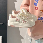 鴻星童女童運動(dòng)鞋2025冬季新款休閑學(xué)生厚底鞋子時(shí)尚韓版軟底小白鞋大童 粉色【升級版】 32