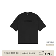 BODYDREAM索羅娜涼感短袖男夏季重磅破洞情侶裝t恤五分袖休閑上衣 黑色（涼感） 4XL