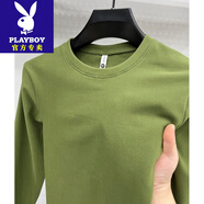 花花公子（PLAYBOY）男士高端品牌雙面絨無縫德絨半高領(lǐng)打底衫男秋冬內(nèi)搭純色裸感上衣 P249806草綠 L
