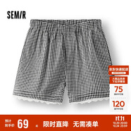 森馬（Semir）休閑褲女寬松松緊腰溫柔2025夏季甜美風蕾絲花邊短褲109325125002