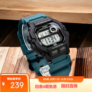 卡西歐（CASIO）手表男小方塊運動防水學(xué)生男女表多功能非機(jī)械電子表WS-1400H-3A