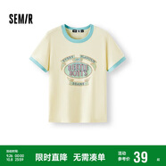 森馬（Semir）哈利波特聯(lián)名短袖T恤女短款2025夏季修身撞色套頭衫109325100045