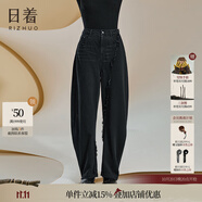 日著（rizhuo）原創(chuàng)設(shè)計(jì)女裝2025秋季新款小眾休閑黑色時尚寬松高腰牛仔衛(wèi)褲 氣球黑 M