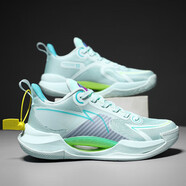 李寧征榮李寧國潮青少年超輕網(wǎng)面透氣實(shí)戰籃球鞋男女耐磨防滑 淺綠色 36
