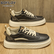 保菲羅亞增高鞋男士板鞋冬季新款軟底運動(dòng)鞋透氣休閑鞋子男隱形內增高男鞋 H873黑色【皮面】-常規款 43 運動(dòng)碼