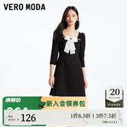 VEROMODA連衣裙秋冬甜美小個(gè)子新年戰袍紅色法式小香風(fēng)323361022 S59黑色 160/80A/S