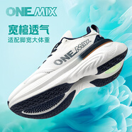 玩覓（ONEMIX）新品跑步鞋男寬楦減震透氣女跑鞋穩定支撐輕便慢跑鞋雙十一 白配深藍_小白鯨 35 _腳長(cháng)22.0cm