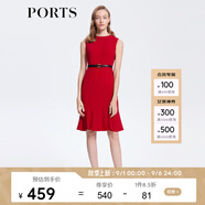 PORTS寶姿春連衣裙女無(wú)袖魚尾裙氣質(zhì)包臀ALN8D010KWB008 櫻桃紅-1 S (4)