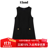 ELAND衣戀秋季連衣裙女圓領(lǐng)學(xué)院風(fēng)A字版型背心連衣裙 黑色(19)Black L