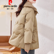 皮爾卡丹（pierre cardin）針織領(lǐng)棉服女2025新款A(yù)字版氣質(zhì)時尚寬松顯瘦加厚保暖冬季外套針 卡其色 L 【建議90-110斤 高品質(zhì)】