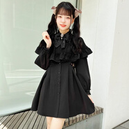 ROJITA二層蕾絲斗篷蝴蝶結連衣裙（1333703現貨） 黑色