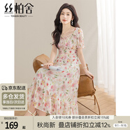 絲柏舍碎花連衣裙2025夏裝新款女高腰A字甜美度假風(fēng)方領(lǐng)中長(cháng)裙